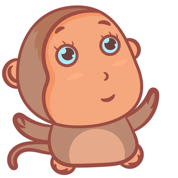 Brown Scimmia Cartone Animato Piedi Vettore Scena Uno Sfondo Bianco — Vettoriale Stock