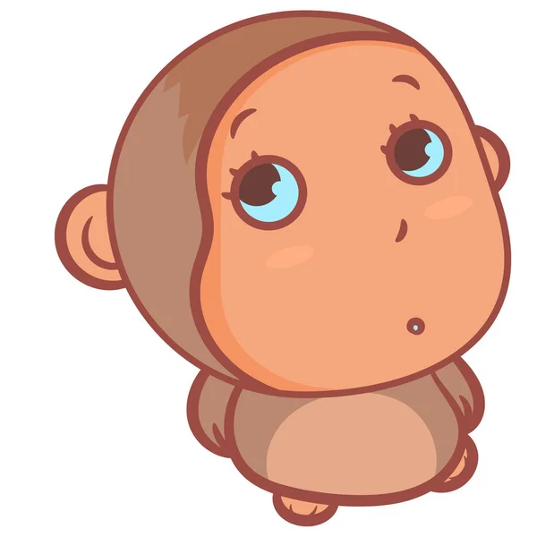 Little Brown Monkey Cartoon Sadly Scene Vector Cartoon White Background — Vetor de Stock