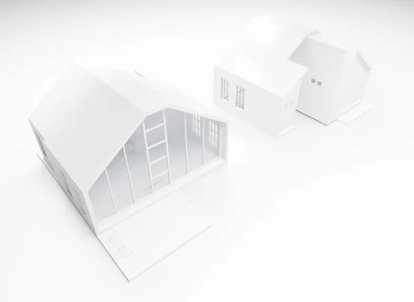基于白色背景的住房项目3D渲染架构 — 图库照片