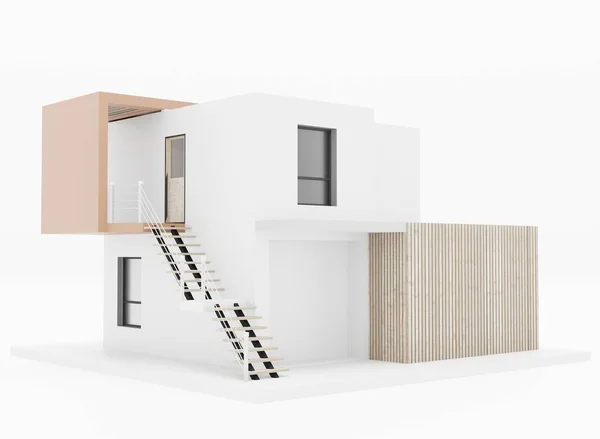 Modern Housing Colors Project Rendering Architecture Residential White Background — Stock Photo, Image