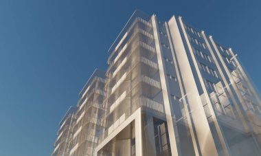 Soyut modern bina 3d mimari duvar kağıdı oluşturma arkaplanı