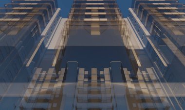 Şeffaf modern bina 3d duvar kağıdı görüntüsü