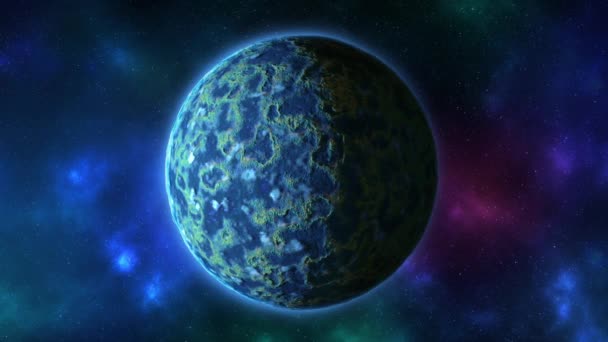 Реалистичная Планета Космоса Бесшовной Анимации Движущимися Звездами Рендеринг — стоковое видео