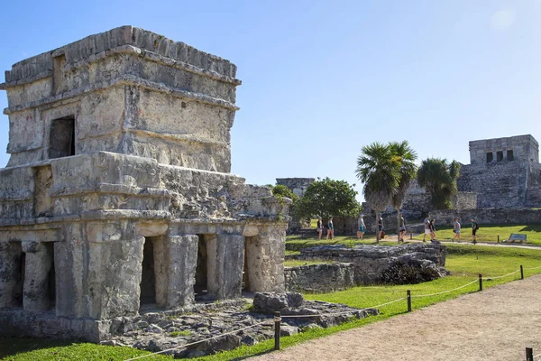 Antigua Ciudad Tulum México Costa Del Océano Horizontalmente — Foto de Stock