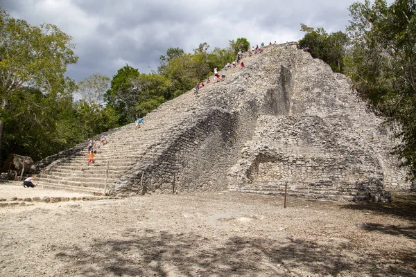 Antik şehir, Koba Yucatan tropikal ormanda. Yatay olarak.