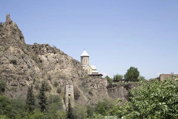 Antika Fästningen Berg Tbilisi Georgien Horisontellt — Stockfoto