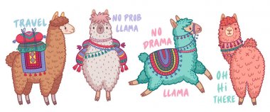 Komik tırnak ile sevimli Lamas.