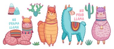 Komik tırnak ile sevimli Lamas.