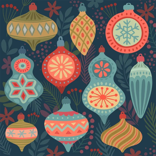 Patrón de adorno de Navidad - dibujado a mano — Archivo Imágenes Vectoriales