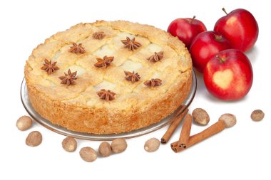 elma ve tarçın pasta ve bir kalp ile elma