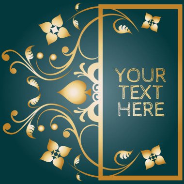 Jewel Tones Art Nouveau Çiçek Davetiye Şablonu kare üzerinde altın ve dikdörtgen şeklinde