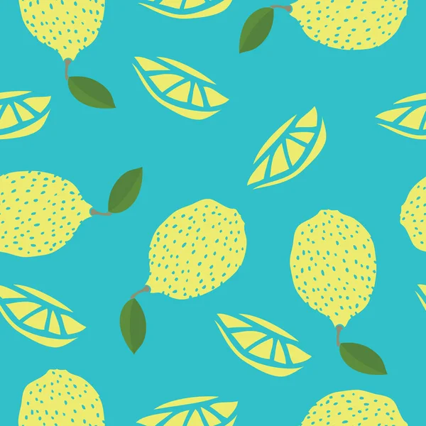 Lebensmittel-Sammlung Zitronen Hand gezeichnet nahtlose Muster — Stockvektor