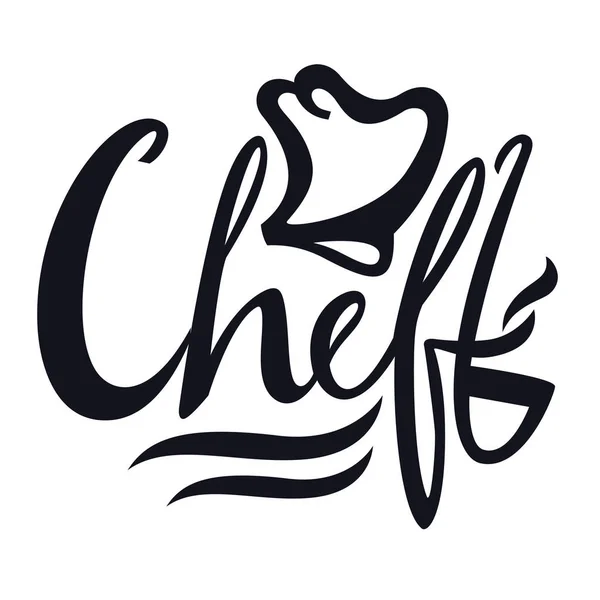 Desain logo logo Chef Cook hat Vector Lettering Hand - Stok Vektor