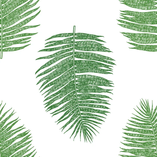 Palma hojas Patrón inconsútil Fondo verde — Vector de stock