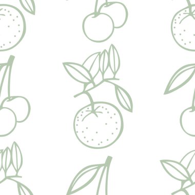 Güzel mandalina ve kiraz taze meyve Seamless modeli