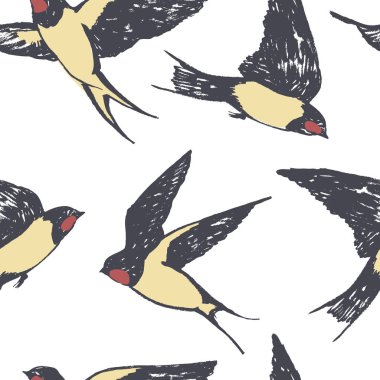 Uçan kuşlar el Dikişsiz desen çizimi yutar