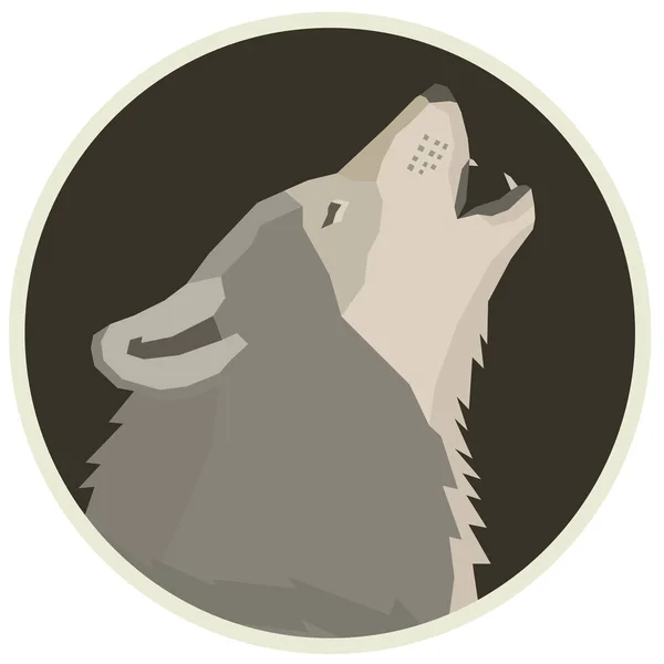 Wolf Wald Tierwelt Vektor Tiere geometrischen Stil runden Rahmen — Stockvektor