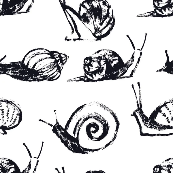Escargots Dessin à la main Modèle sans couture — Image vectorielle