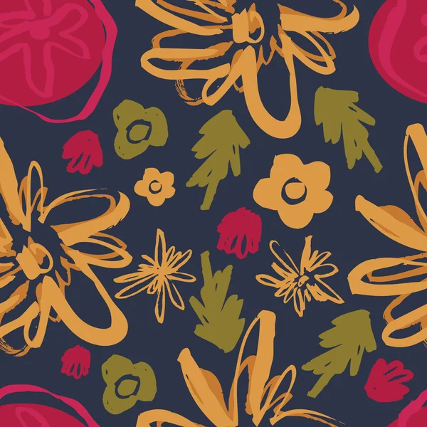 Patrón sin costura floral pintado a mano — Archivo Imágenes Vectoriales