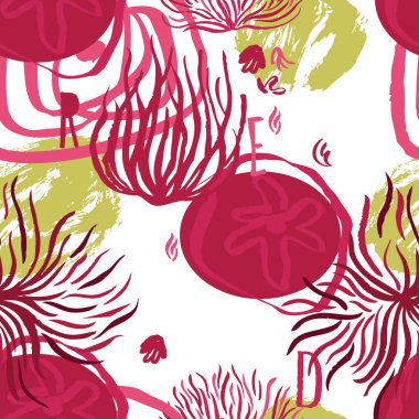 Soyut kırmızı ve zeytin arka plan çiçekler