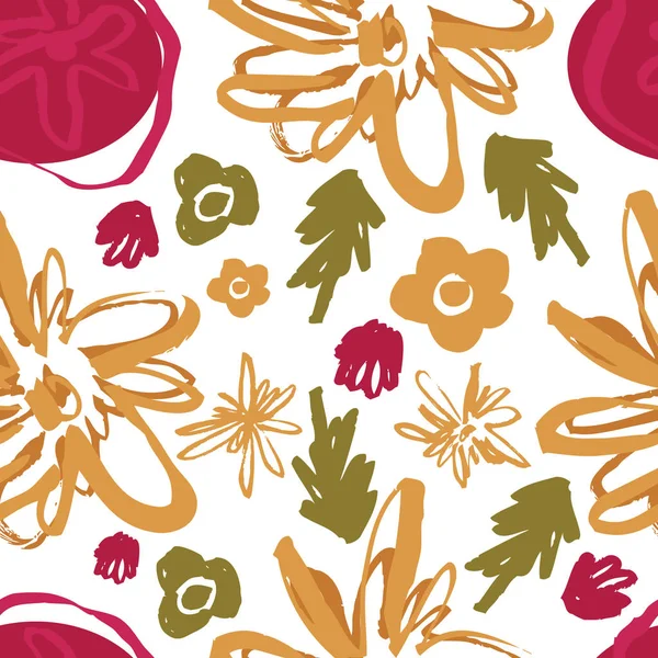 手描き色の花のシームレスなパターン — ストックベクタ