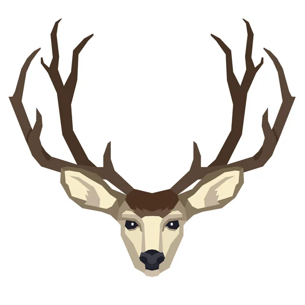 La cabeza de un ciervo mula Animales salvajes Ilustración vectorial Objeto aislado Estilo geométrico — Vector de stock