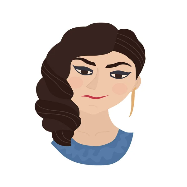 Vektor illustration mörkhårig flicka med Mellanöstern makeup platt ikoner — Stock vektor