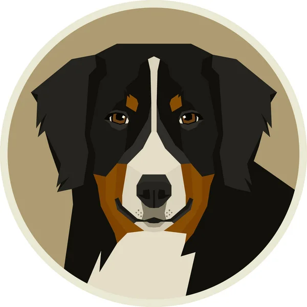 Colección perro Bernese Mountain Dog Estilo geométrico Marco redondo — Vector de stock