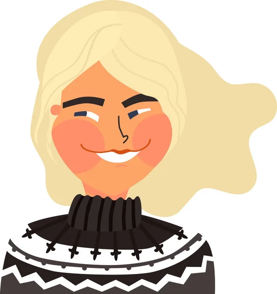 Ilustración vectorial Una hermosa chica rubia con suéter icelandés Estilo escandinavo Objeto aislado — Archivo Imágenes Vectoriales