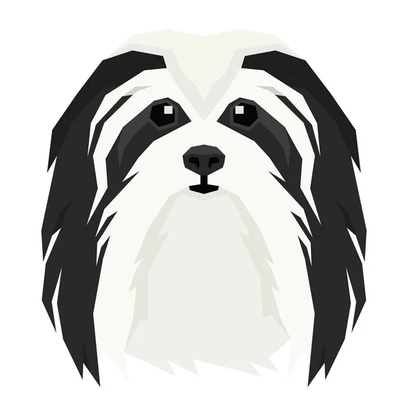Illustration vectorielle de la tête du chien Chien Havanais Objet isolé — Image vectorielle