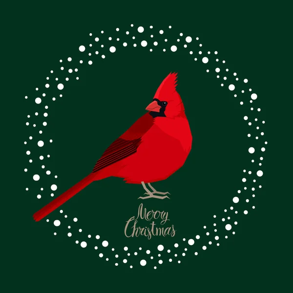 Kardinal Vogel Vektor Illustration frohe Weihnachten Karte — Stockvektor