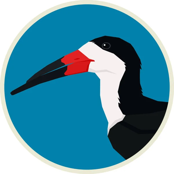 Oiseau écumeur noir Illustration vectorielle Cadre rond — Image vectorielle