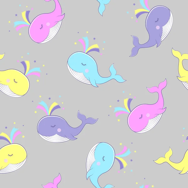 Seamless Background Image Colorful Whales Vector Illustration Pattern Vector — Stock Vector