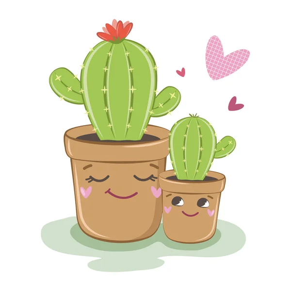 Vector Afbeelding Van Cactus Familie Van Cactussen Vectorillustratie Planten — Stockvector