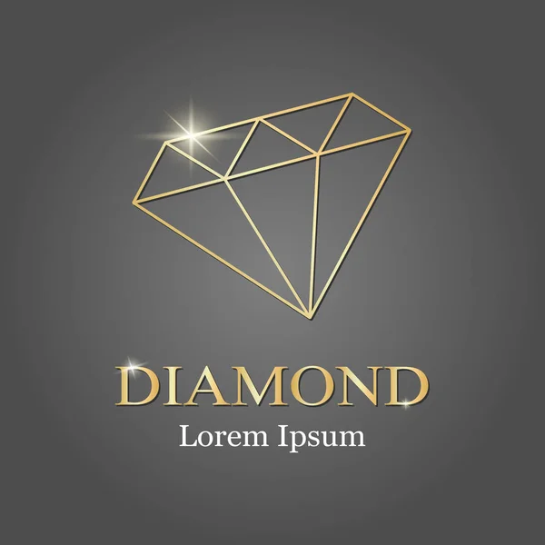 Logotipo Oro Diamante Silueta Diamante Vector Ilustración — Archivo Imágenes Vectoriales