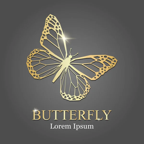 Goldenes Schmetterling Logo Vektorillustration Goldene Schmetterlingssilhouette Firmenlogo — Stockvektor