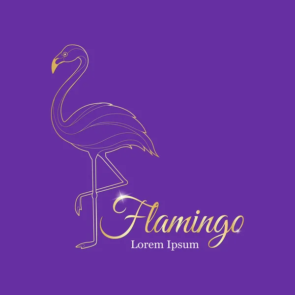 Flamingo Gouden Logo Logo Voor Beauty Salon Vectorillustratie — Stockvector