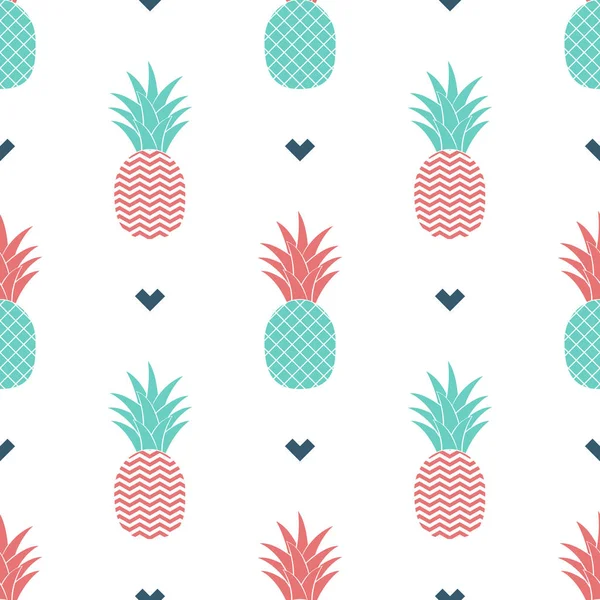 Sfondo Semplice Senza Soluzione Continuità Con Immagine Ananas Vettore Illustrazione — Vettoriale Stock