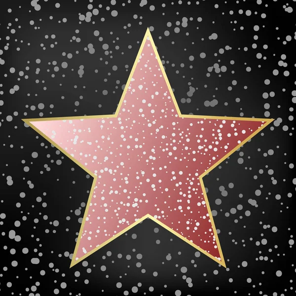 Hollywood celebrity star.  Gold star frame with copy space on the black background with texture.