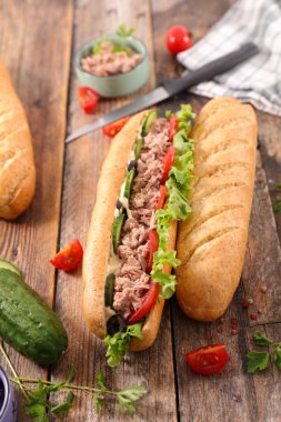 sebze ve plaka üzerinde ton balığı sandviç