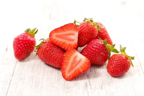 Fresh Ripe Strawberries White Wooden Background — Stock Photo, Image