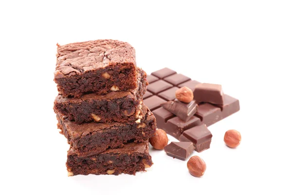 Choklad Brownie Vit Bakgrund — Stockfoto