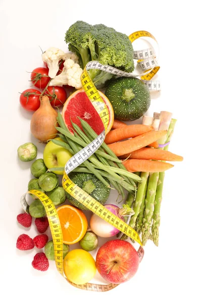Gyümölcsök Zöldségek Mérési Szalag — Stock Fotó