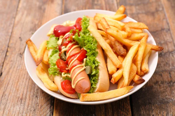 Cachorro Quente Batatas Fritas — Fotografia de Stock