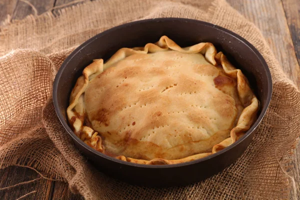 Pastel Carne Tourte Mesa Madera — Foto de Stock