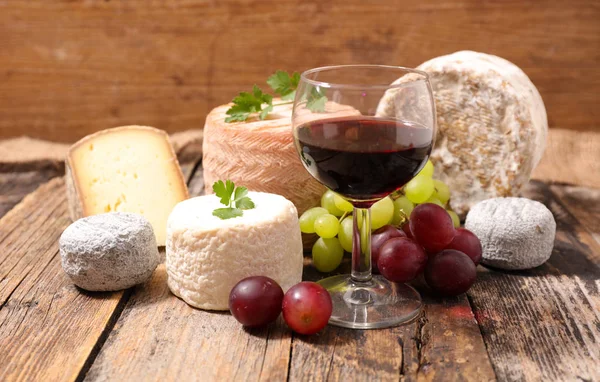 Glass Wine Cheese — Stock Photo, Image