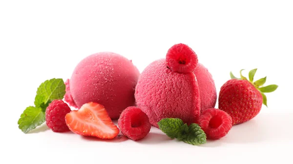 Gelato Alla Fragola Sullo Sfondo Primo Piano — Foto Stock