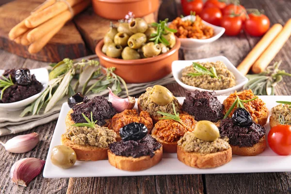 Bread Toast Tapenade Background — Stock Photo, Image