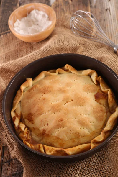 Tarte Viande Tourte Sur Fond Gros Plan — Photo