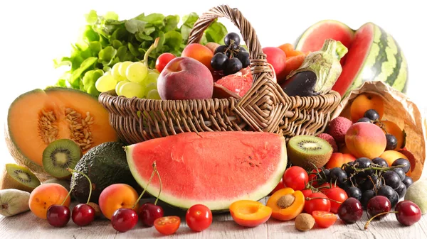 Frutta Verdura Sullo Sfondo Primo Piano — Foto Stock